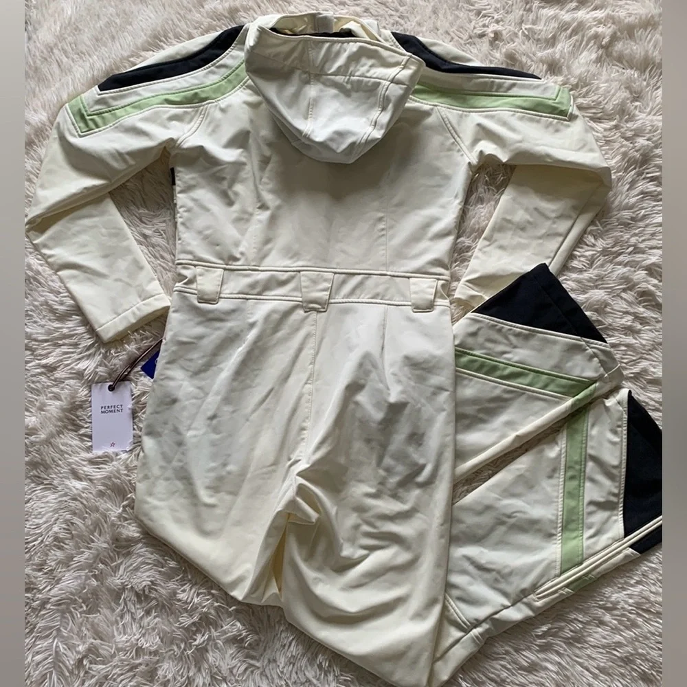 NWT Perfect moment Tignes hooded striped ski suit ( belt is not included)